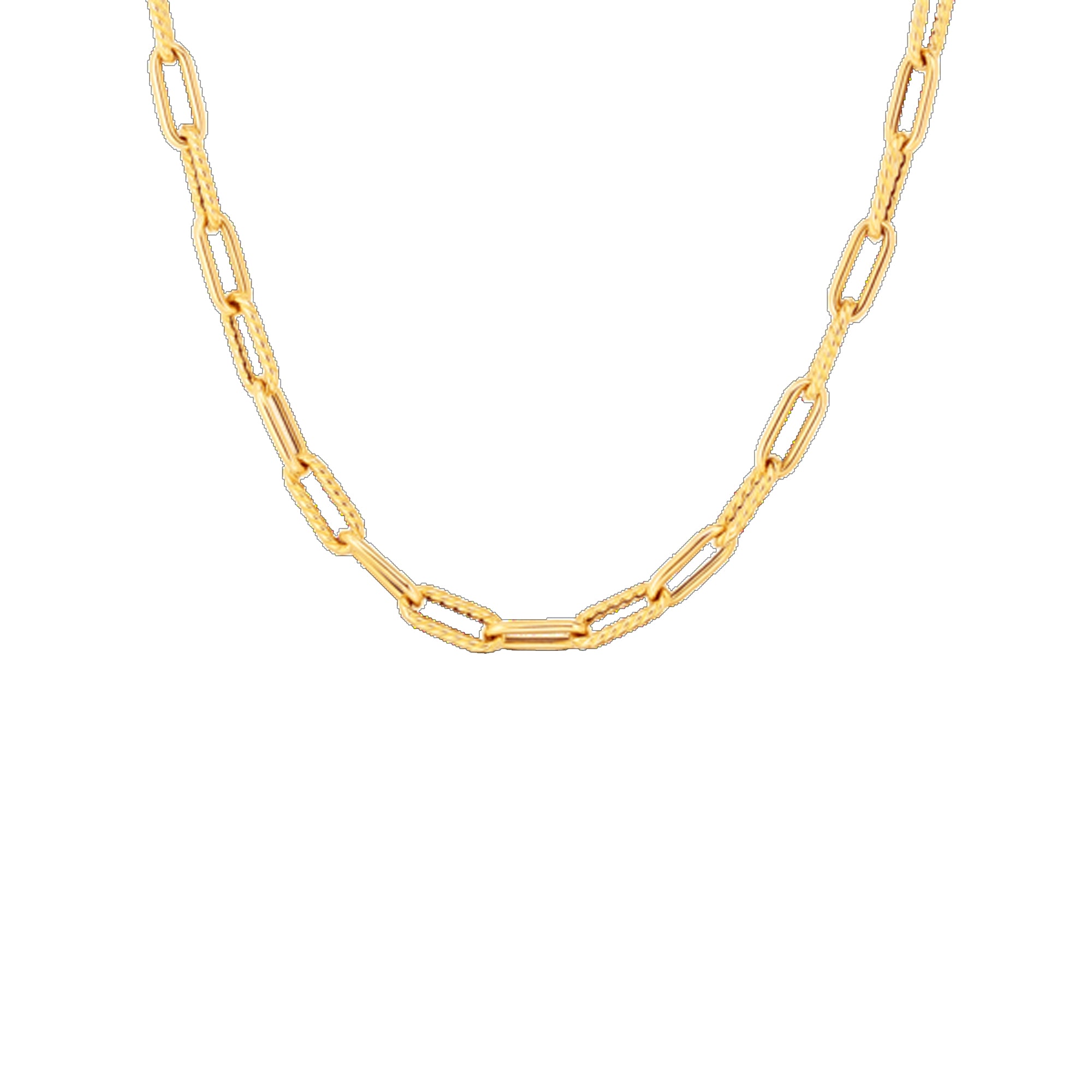 Roberto Coin 18K Yellow Gold Polished And Fluted Paperclip Link Chain