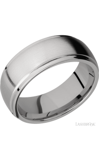 8 mm wide Domed Stepped Down Edges Titanium band. - NAGI
