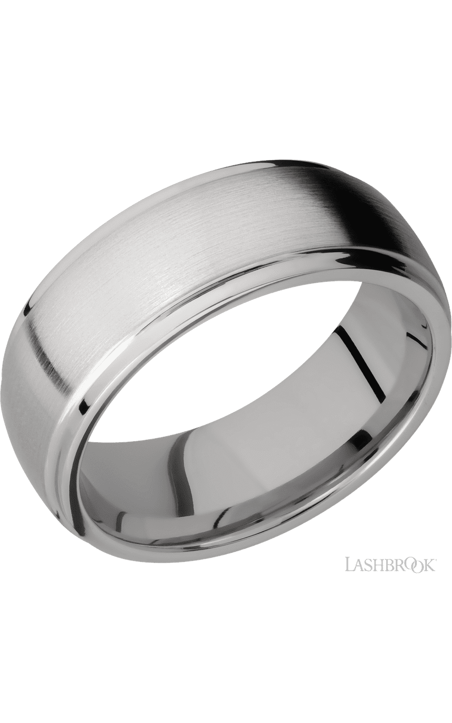 8 mm wide Domed Stepped Down Edges Titanium band. - NAGI