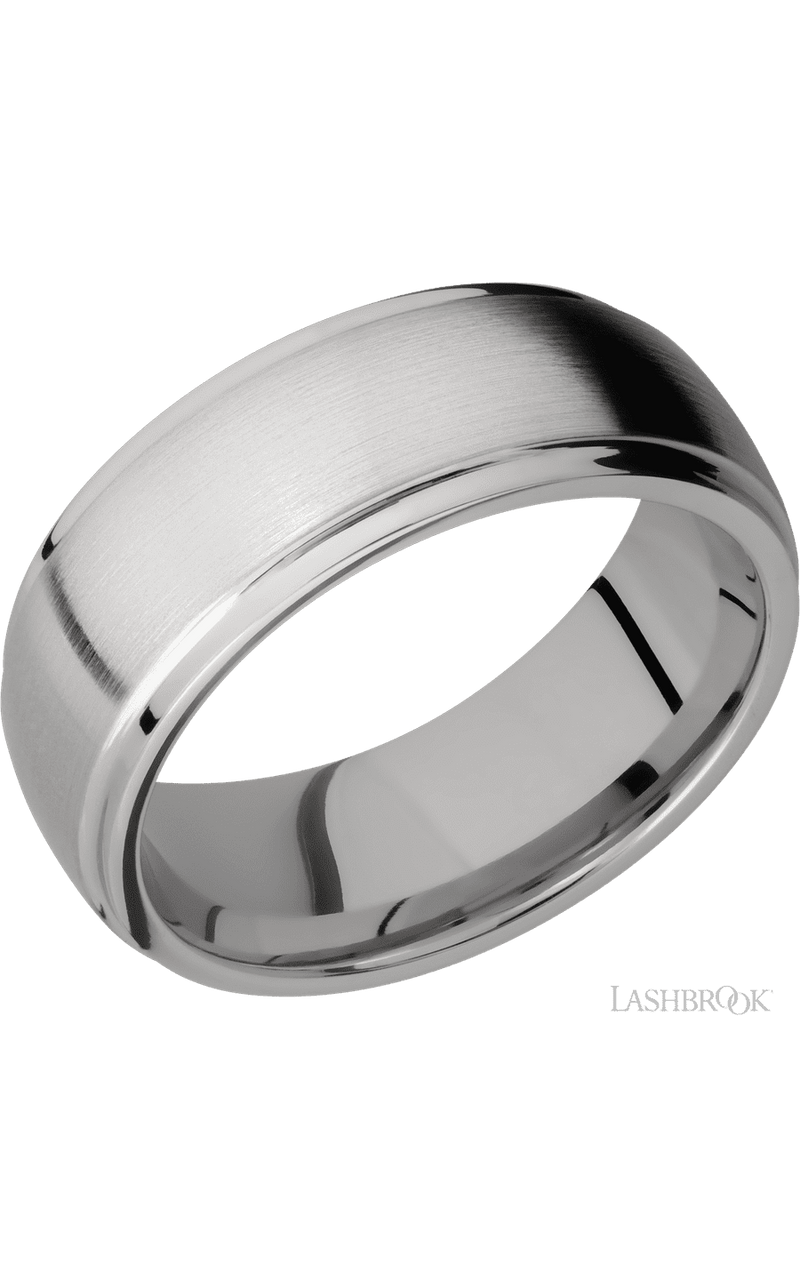 8 mm wide Domed Stepped Down Edges Titanium band. - NAGI