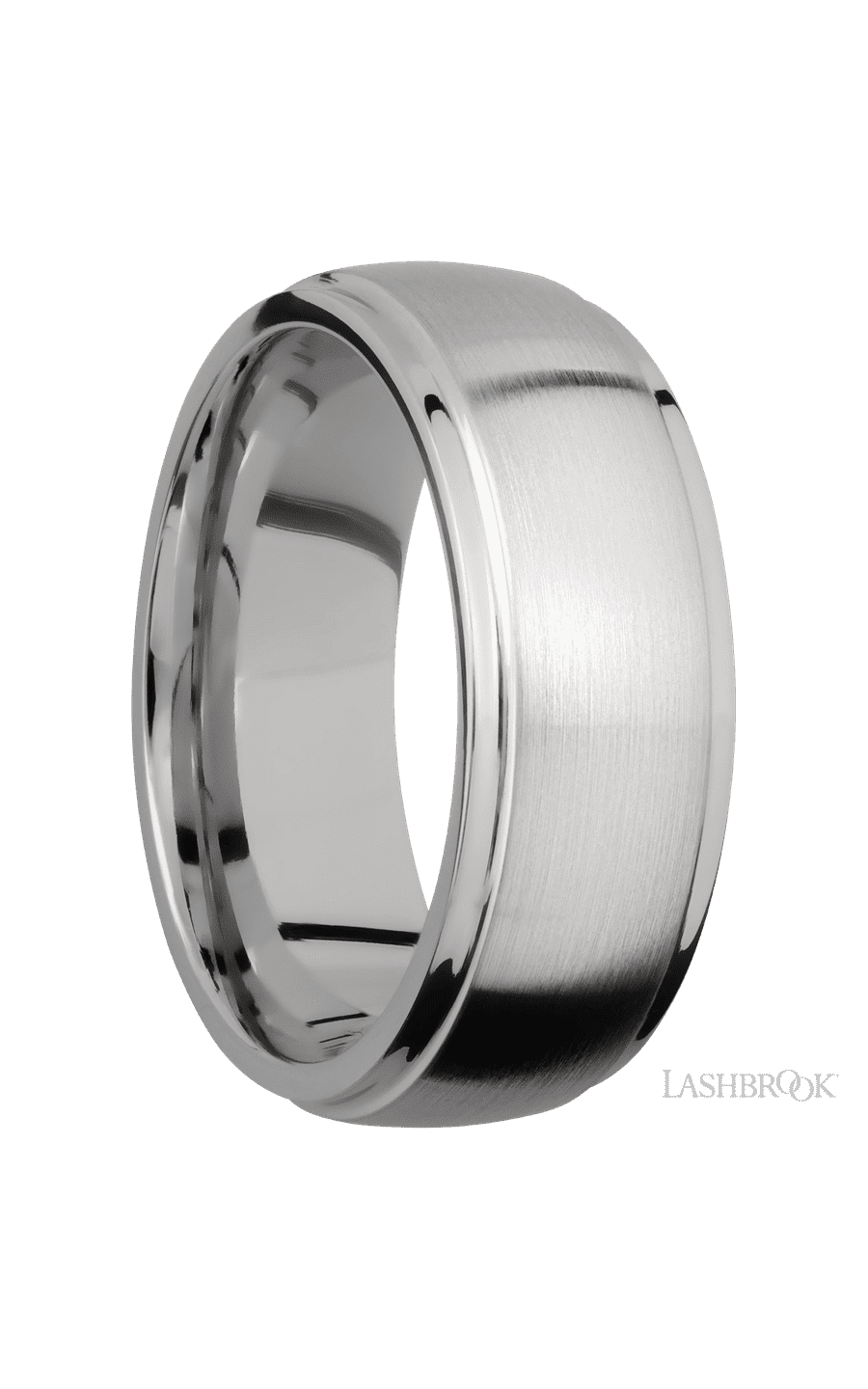 8 mm wide Domed Stepped Down Edges Titanium band. - NAGI
