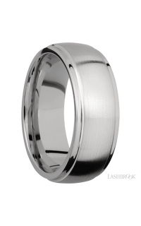 8 mm wide Domed Stepped Down Edges Titanium band. - NAGI