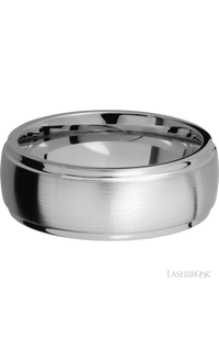 8 mm wide Domed Stepped Down Edges Titanium band. - NAGI