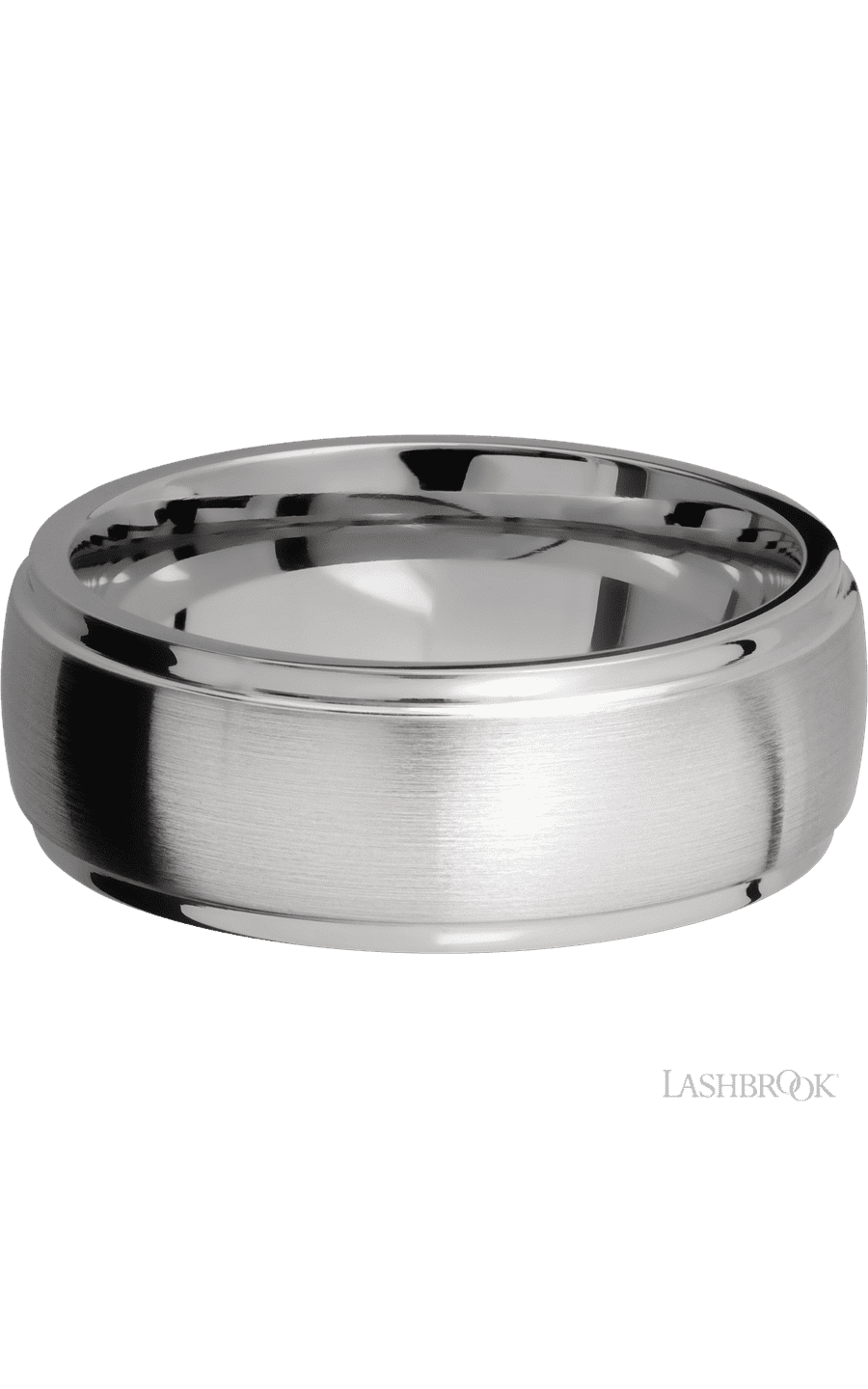 8 mm wide Domed Stepped Down Edges Titanium band. - NAGI