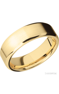 7 mm wide Beveled 10K Yellow Gold band. - NAGI
