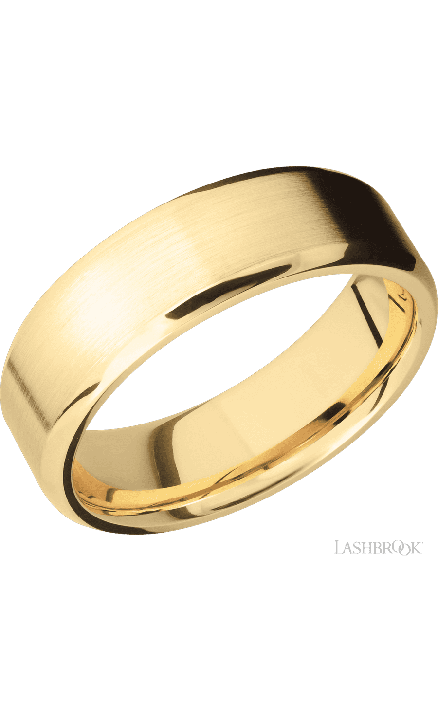 7 mm wide Beveled 10K Yellow Gold band. - NAGI