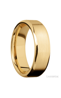 7 mm wide Beveled 10K Yellow Gold band.