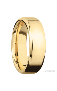 7 mm wide Beveled 10K Yellow Gold band.