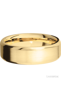 7 mm wide Beveled 10K Yellow Gold band. - NAGI