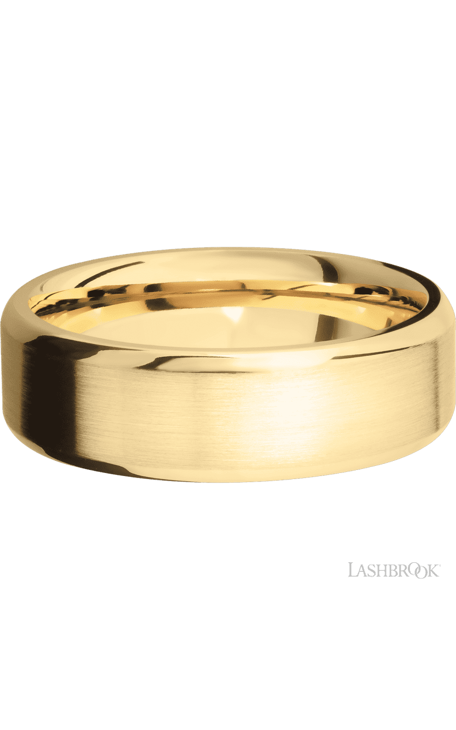7 mm wide Beveled 10K Yellow Gold band. - NAGI