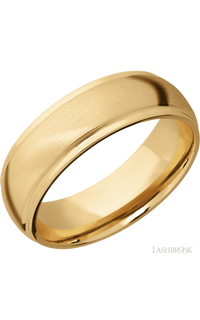 7 mm wide Domed Stepped Down Edges 10K Yellow Gold band.
