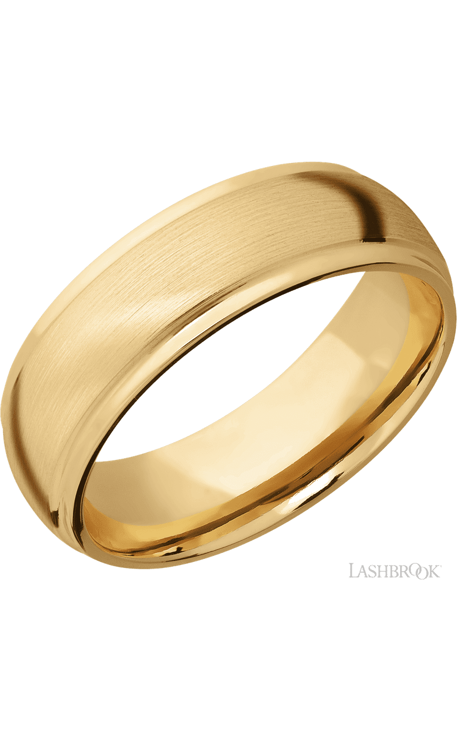 7 mm wide Domed Stepped Down Edges 10K Yellow Gold band. - NAGI
