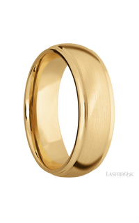 7 mm wide Domed Stepped Down Edges 10K Yellow Gold band.