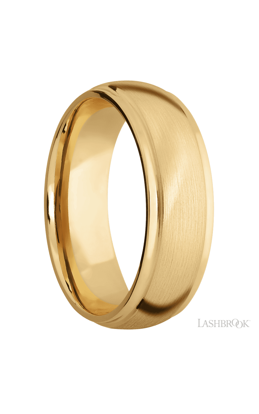 7 mm wide Domed Stepped Down Edges 10K Yellow Gold band. - NAGI