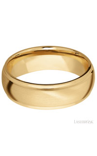 7 mm wide Domed Stepped Down Edges 10K Yellow Gold band.