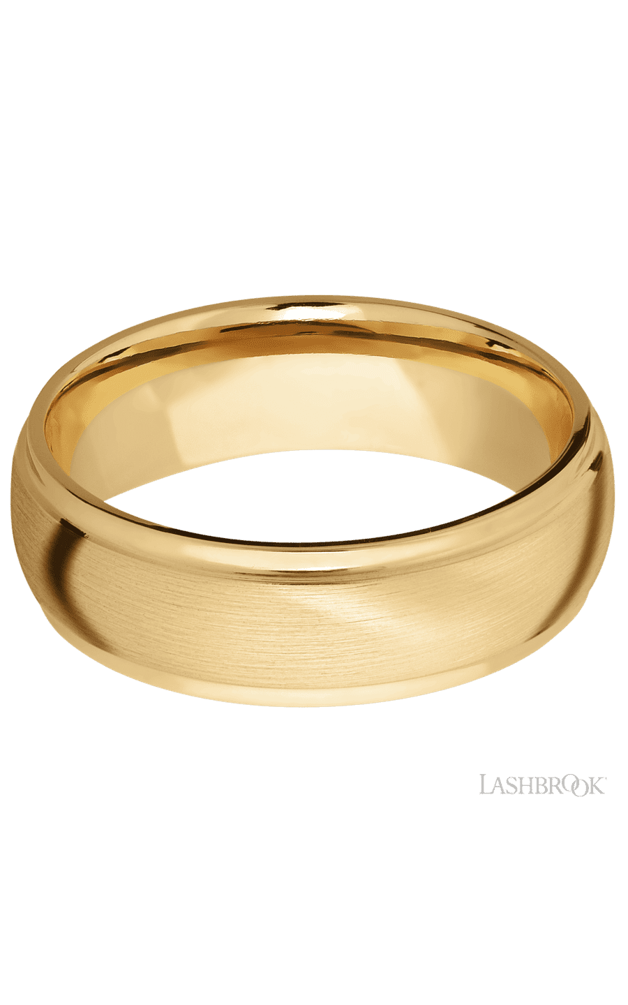 7 mm wide Domed Stepped Down Edges 10K Yellow Gold band. - NAGI
