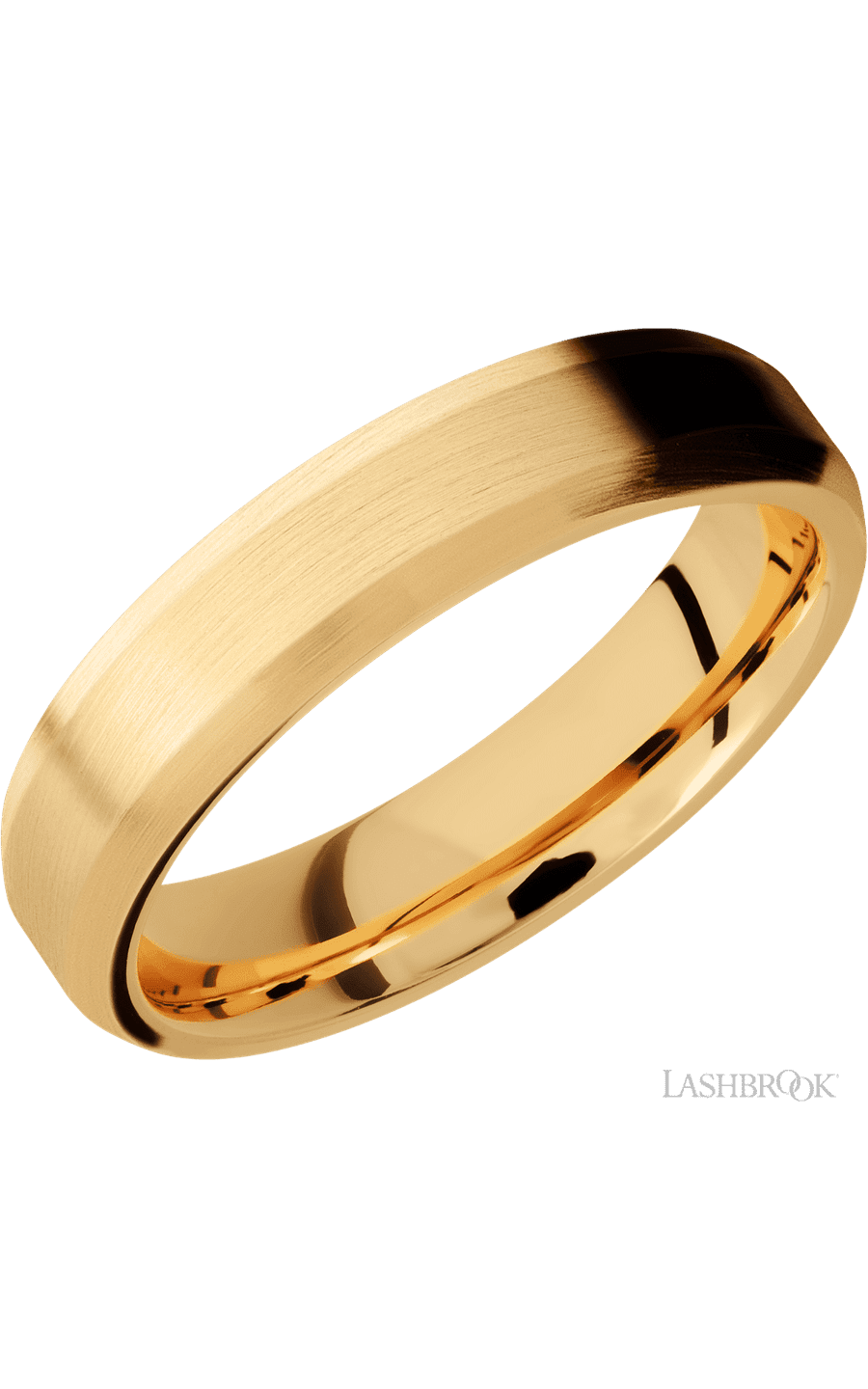 5 mm wide Beveled 14K Yellow Gold band. - NAGI