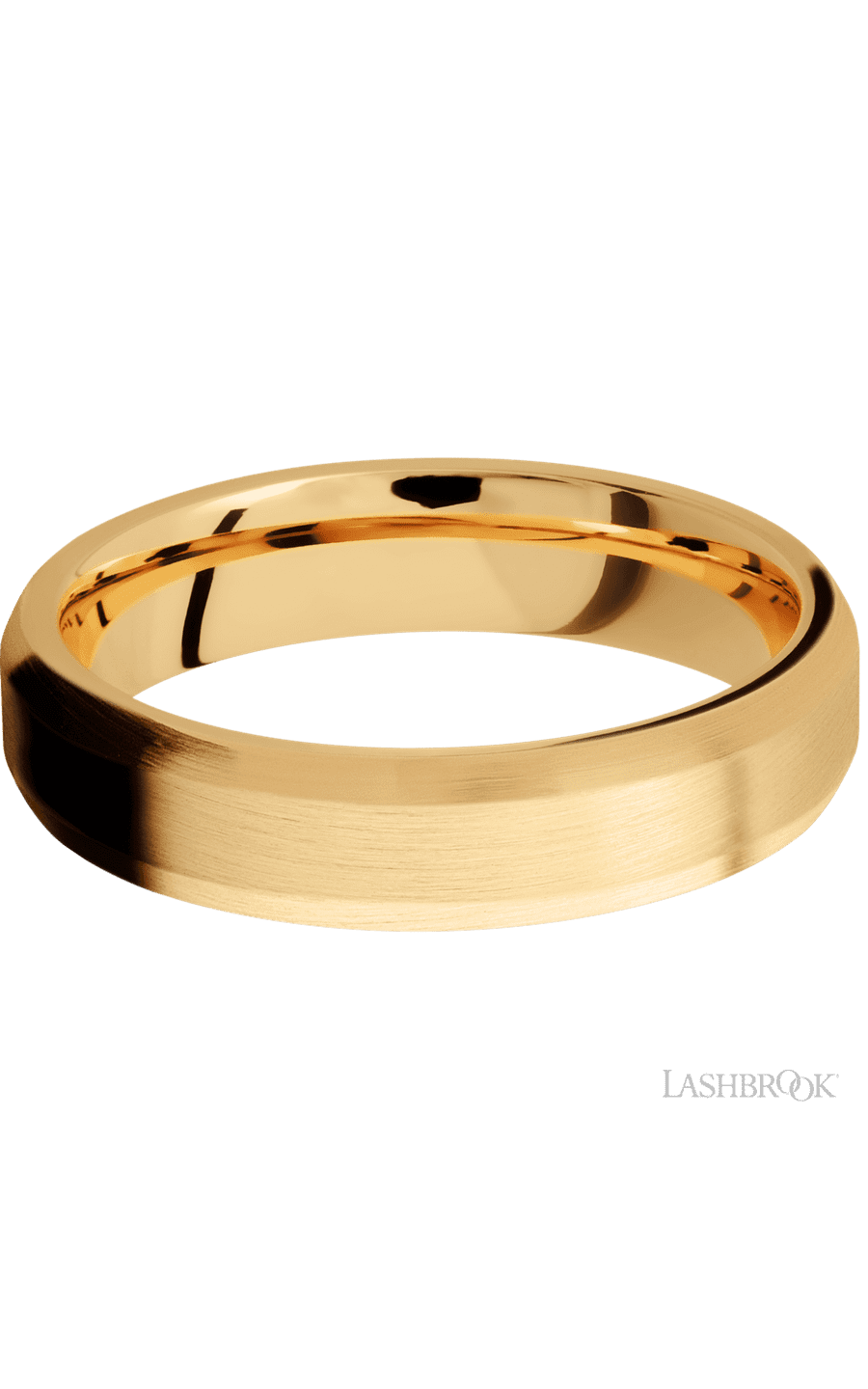 5 mm wide Beveled 14K Yellow Gold band. - NAGI