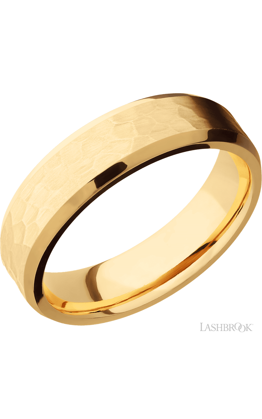 6 mm wide Beveled 14K Yellow Gold band. - NAGI