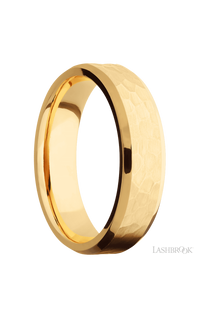 6 mm wide Beveled 14K Yellow Gold band. - NAGI