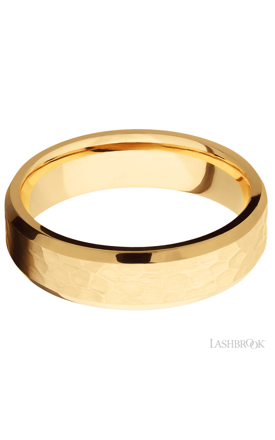 6 mm wide Beveled 14K Yellow Gold band. - NAGI