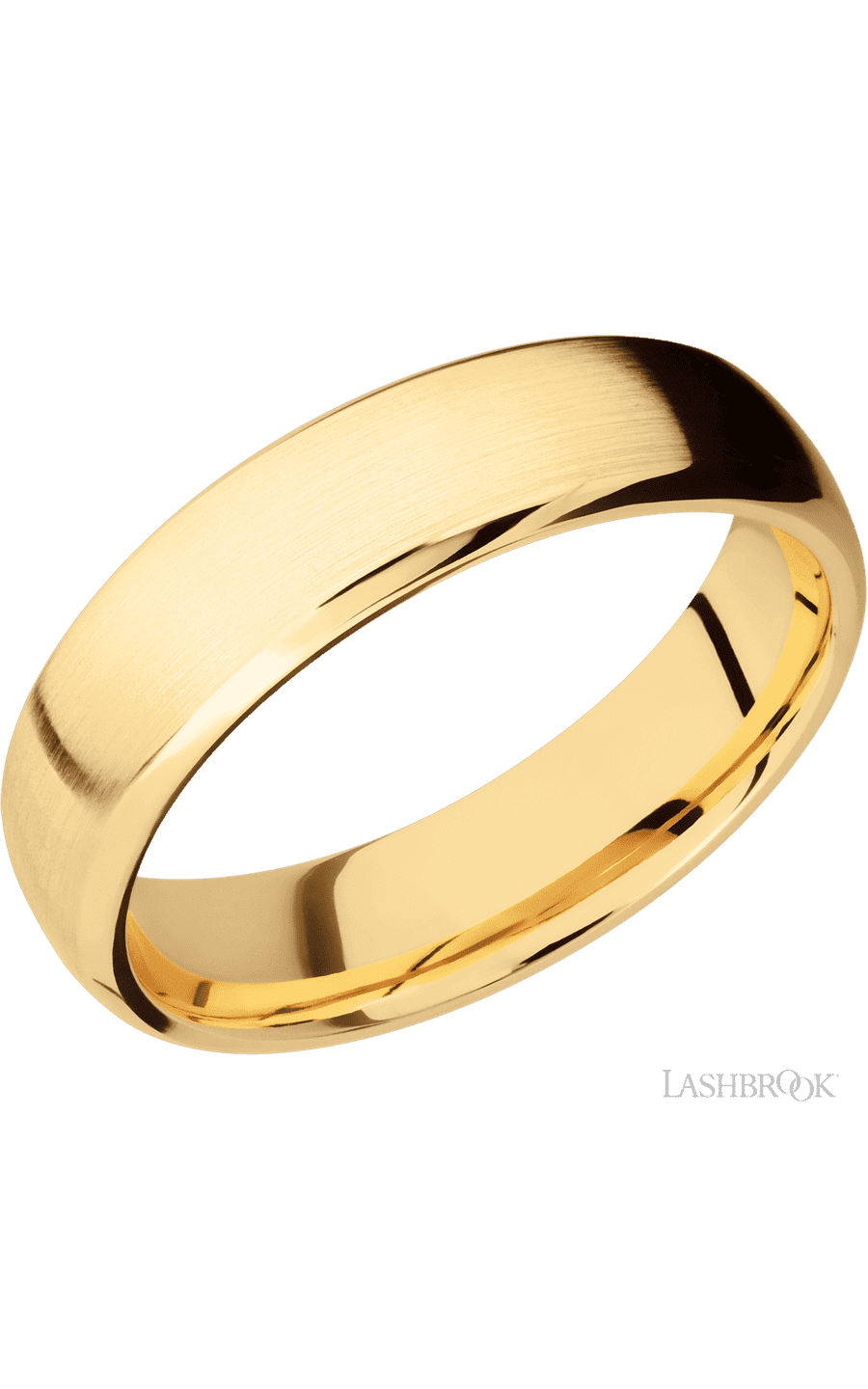6 mm wide Domed Bevel 14K Yellow Gold band. - NAGI