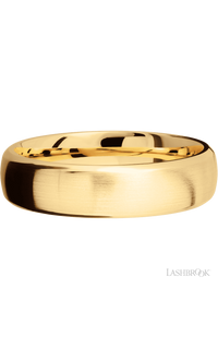 6 mm wide Domed Bevel 14K Yellow Gold band. - NAGI