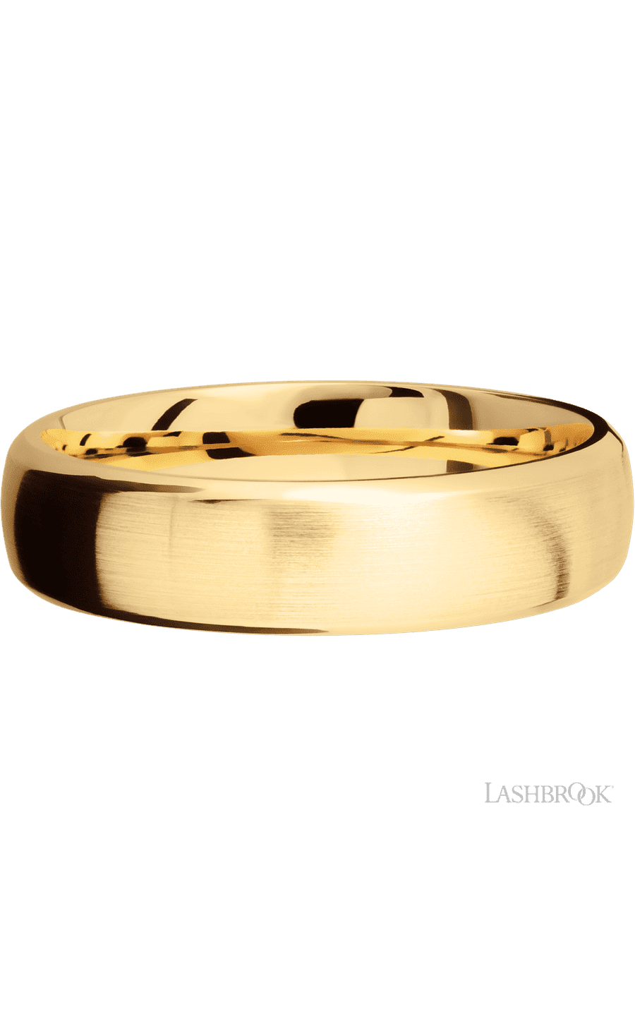 6 mm wide Domed Bevel 14K Yellow Gold band. - NAGI