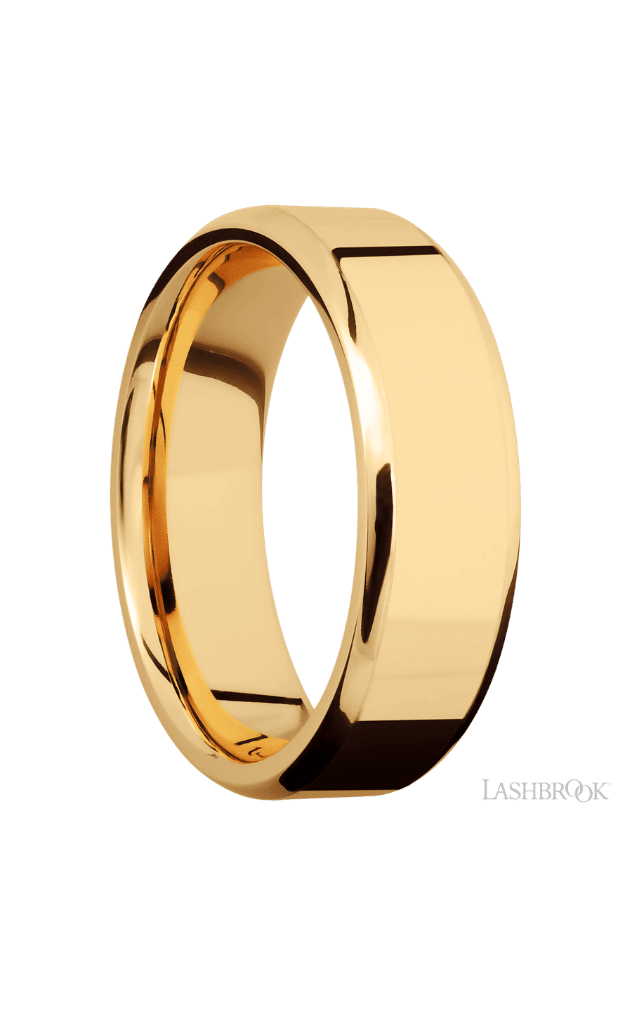 7 mm wide Beveled 14K Yellow Gold band. - NAGI