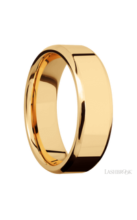 7 mm wide Beveled 14K Yellow Gold band.