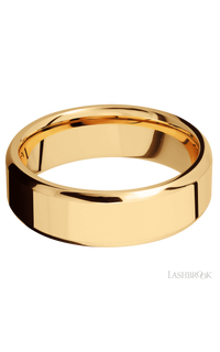 7 mm wide Beveled 14K Yellow Gold band.