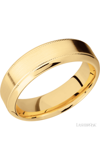 7 mm wide High Bevel Milgrain 14K Yellow Gold band.