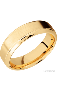 7 mm wide High Bevel Milgrain 14K Yellow Gold band.