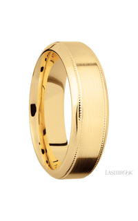 7 mm wide High Bevel Milgrain 14K Yellow Gold band.