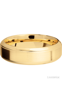 7 mm wide High Bevel Milgrain 14K Yellow Gold band.
