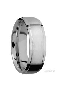 7 mm wide Flat Grooved Edges Titanium band.