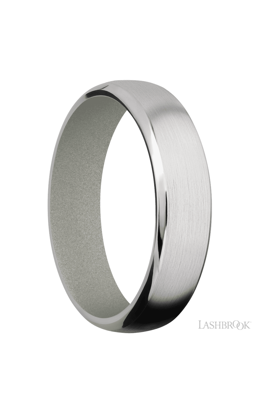 6 mm wide Domed Bevel Cobalt Chrome band featuring a Gun Metal Grey sleeve. - NAGI