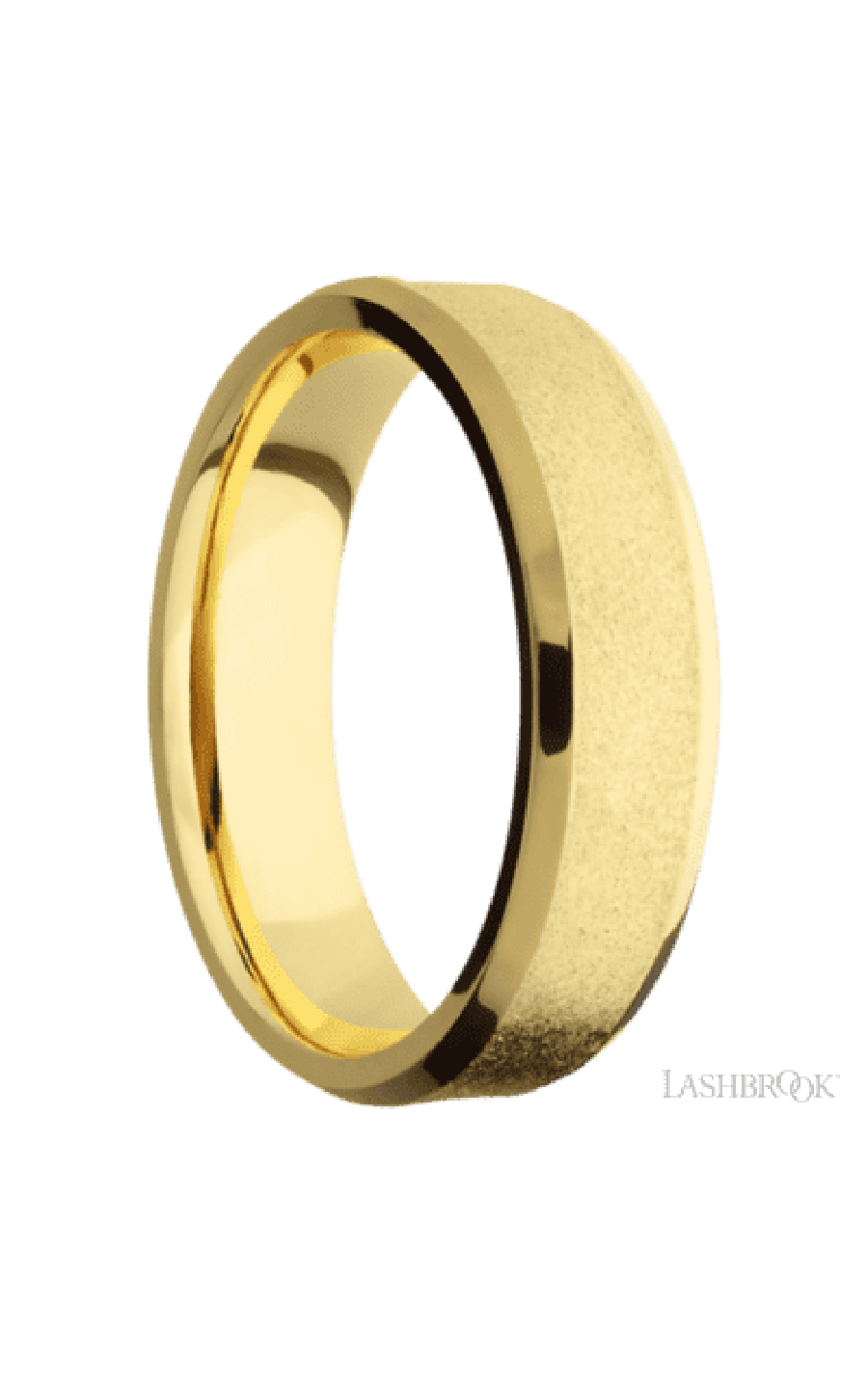 6 mm wide Beveled 18K Yellow Gold band featuring a Bocote sleeve.
