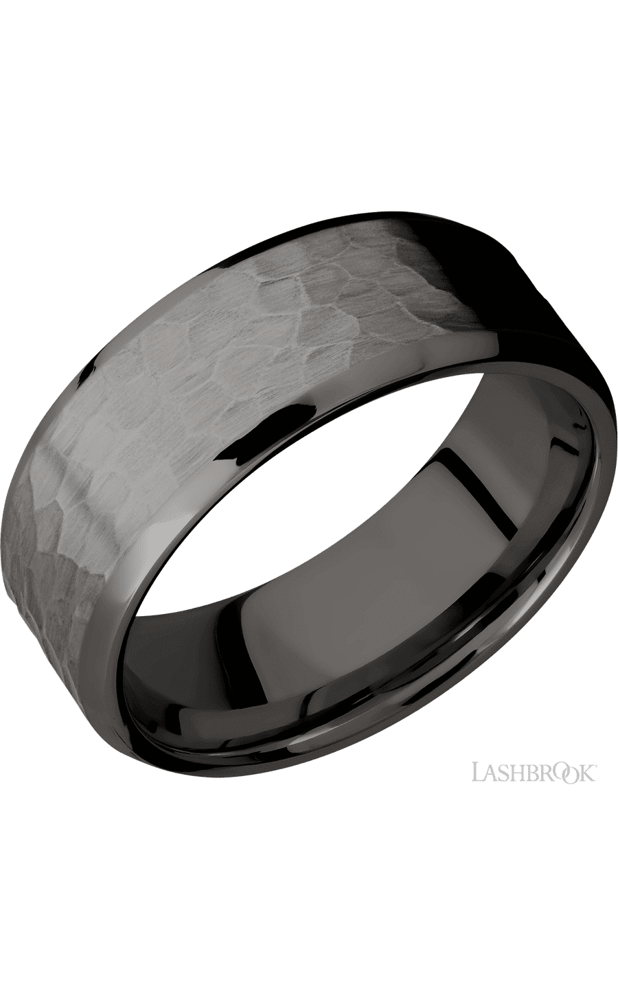 8 mm wide Beveled Tantalum Noir band.