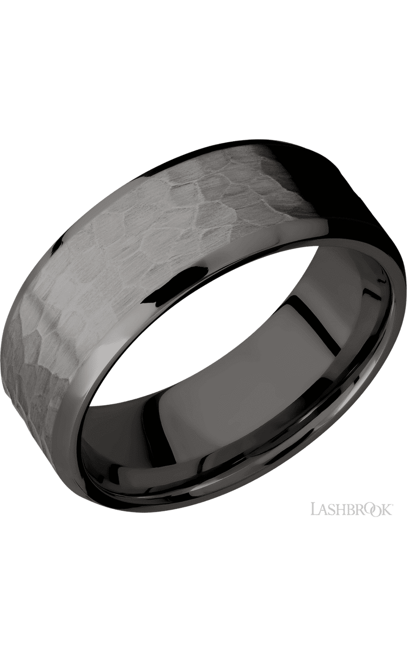 8 mm wide Beveled Tantalum Noir band. - NAGI