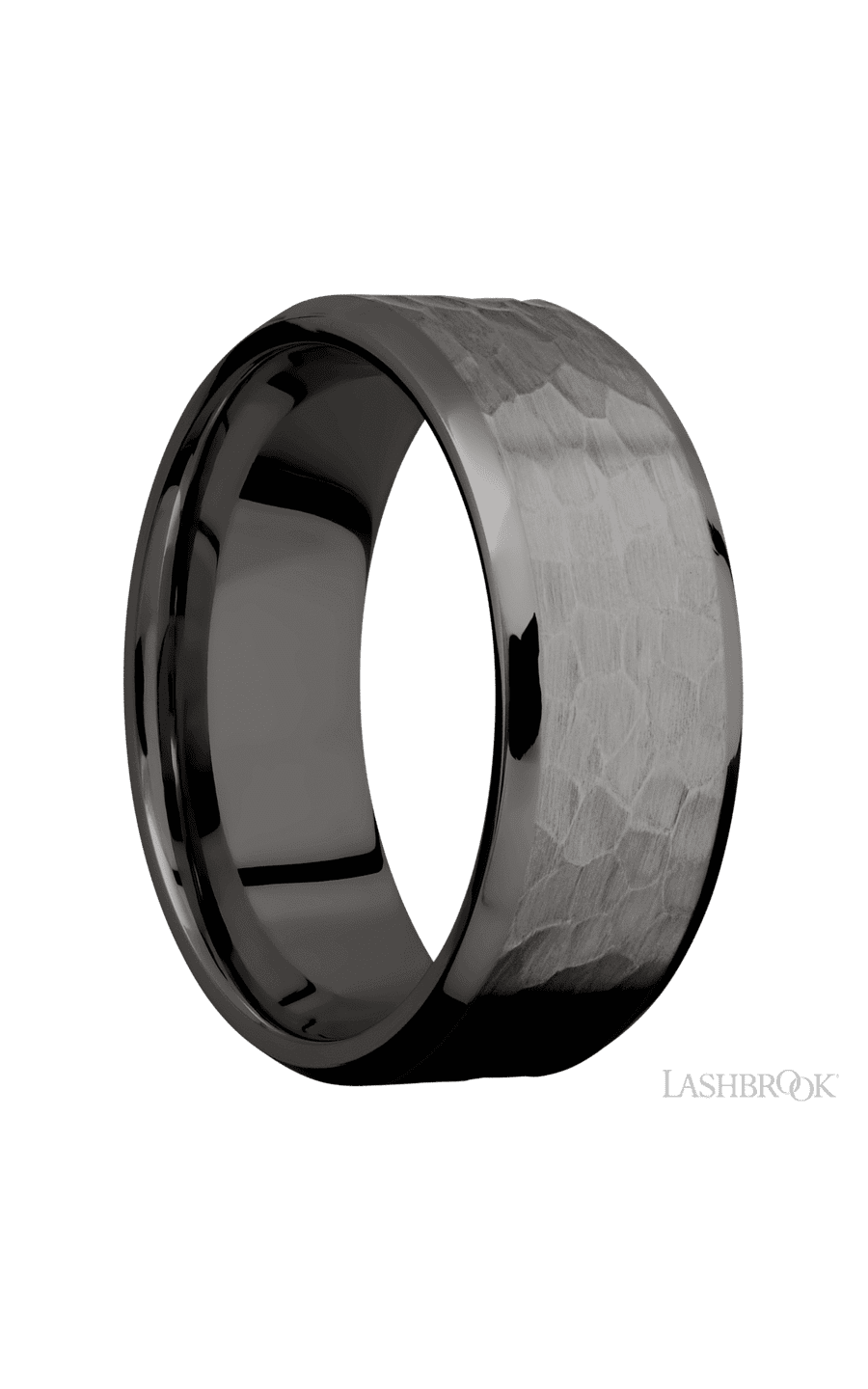 8 mm wide Beveled Tantalum Noir band.