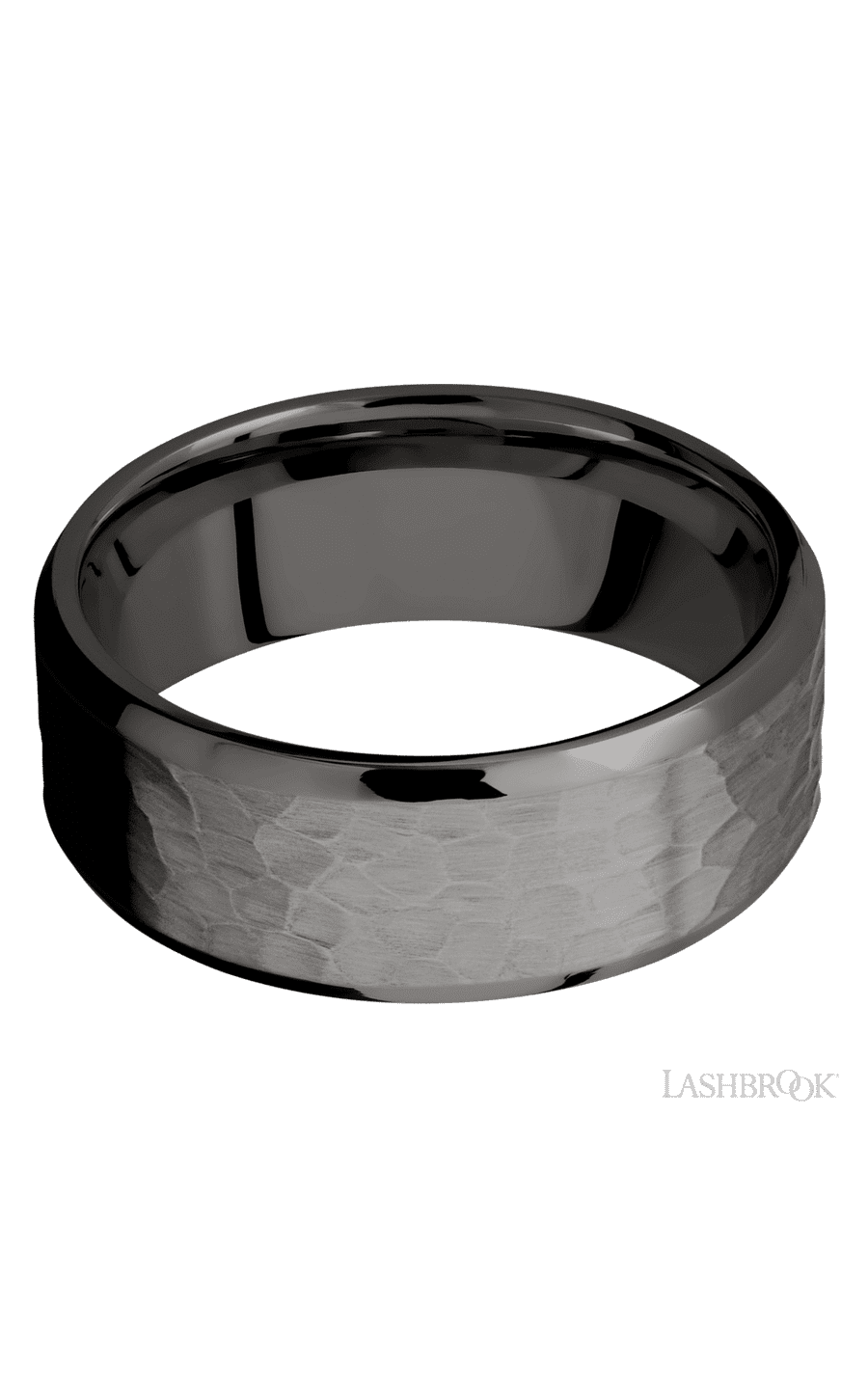 8 mm wide Beveled Tantalum Noir band. - NAGI
