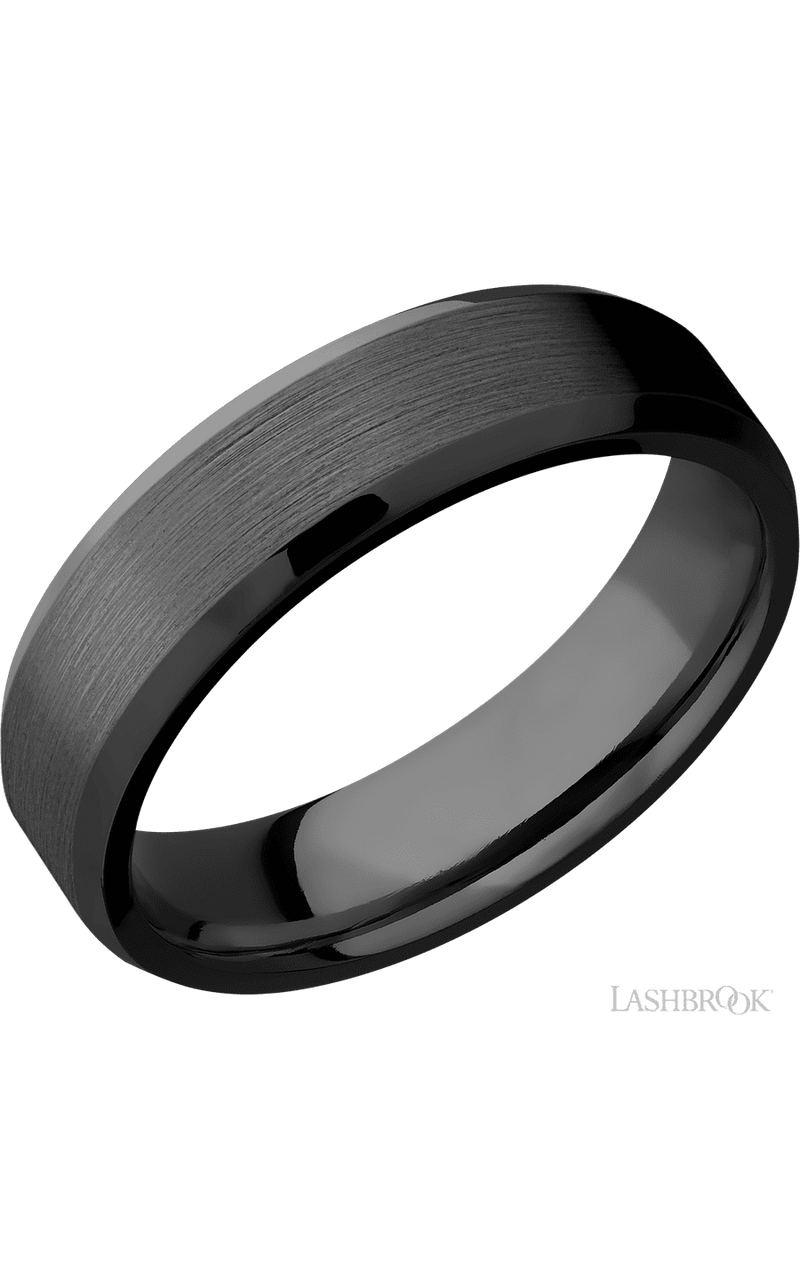 6 mm wide Beveled Zirconium band. - NAGI