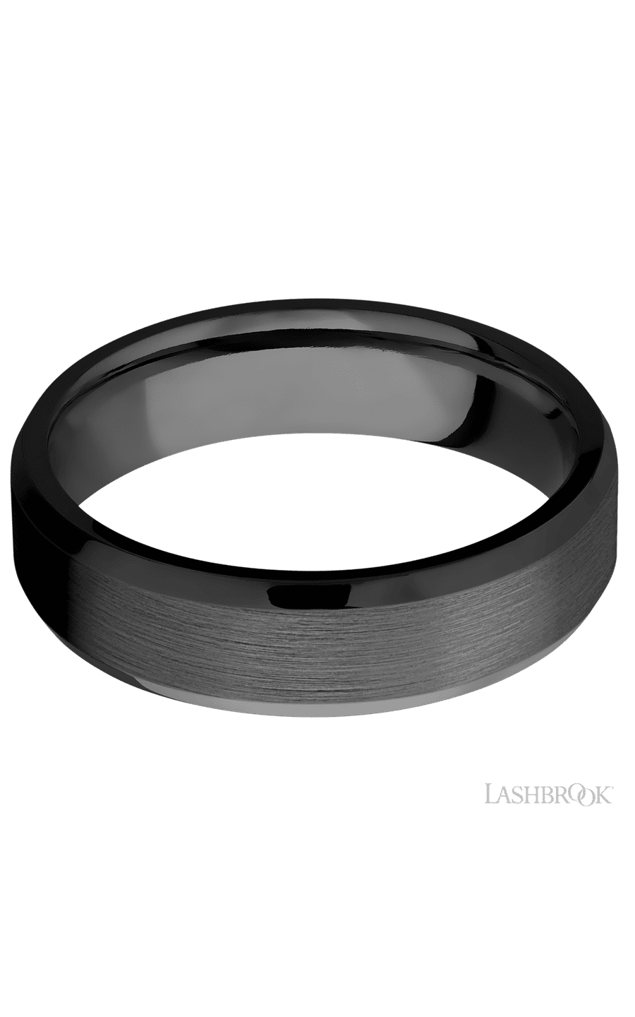 6 mm wide Beveled Zirconium band.