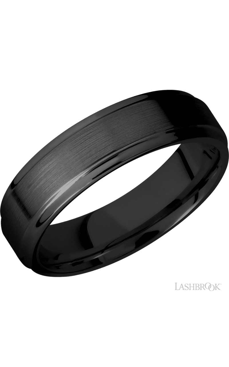 6 mm wide Flat Grooved Edges Zirconium band. - NAGI
