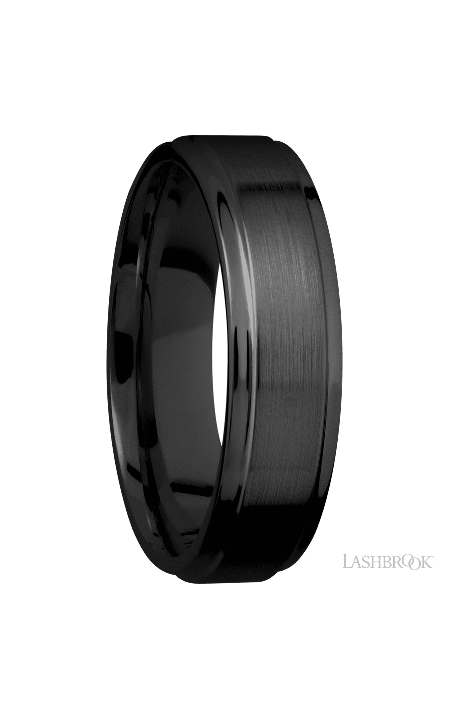 6 mm wide Flat Grooved Edges Zirconium band. - NAGI