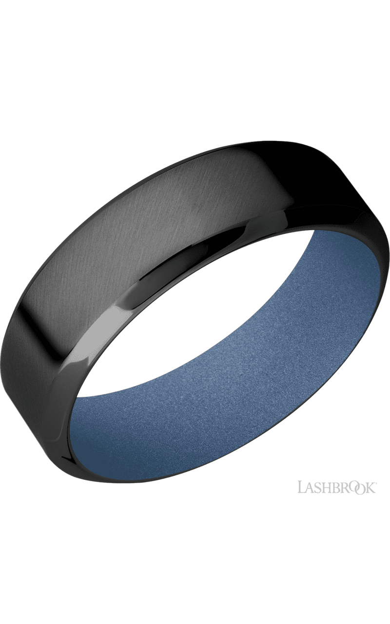 7 mm wide High Bevel Zirconium band featuring a Crushed Orchid sleeve. - NAGI