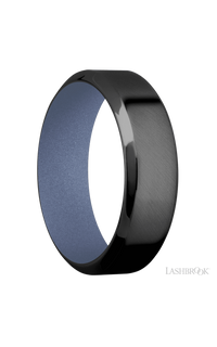 7 mm wide High Bevel Zirconium band featuring a Crushed Orchid sleeve.
