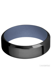 7 mm wide High Bevel Zirconium band featuring a Crushed Orchid sleeve.
