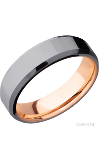 6 mm wide Beveled Tantalum band featuring a 14K Rose Gold sleeve.